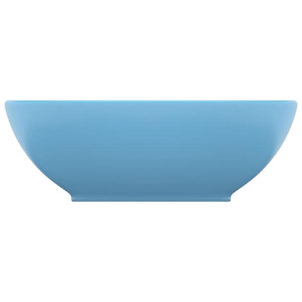 Luxuriöses Ovales Waschbecken Matt Hellblau 40x33 cm Keramik