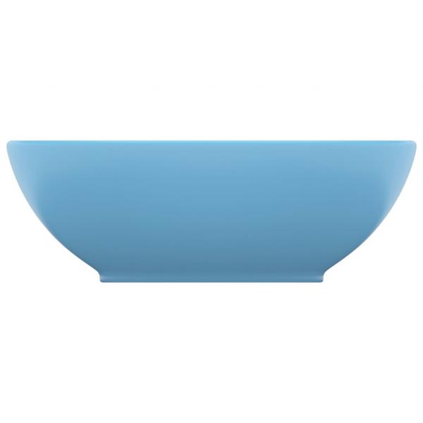 Luxuriöses Ovales Waschbecken Matt Hellblau 40x33 cm Keramik