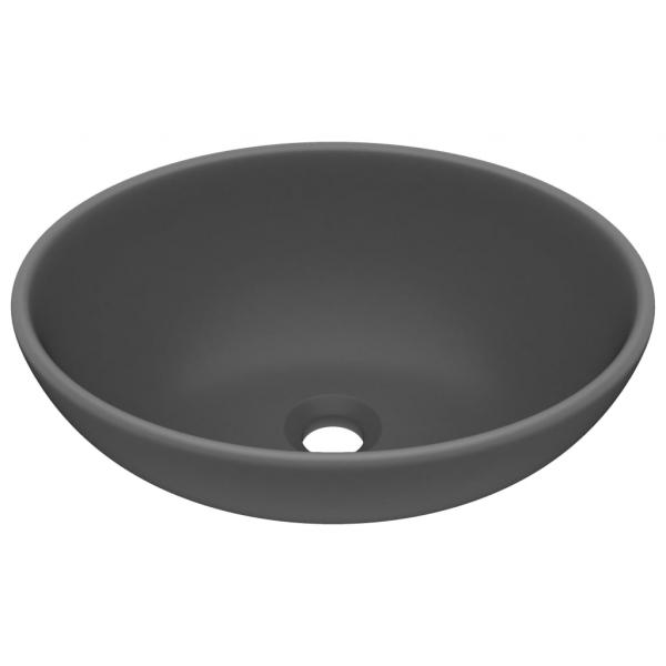 Luxuriöses Ovales Waschbecken Matt Dunkelgrau 40x33 cm Keramik