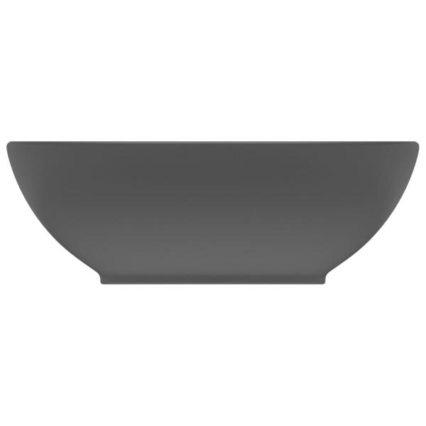Luxuriöses Ovales Waschbecken Matt Dunkelgrau 40x33 cm Keramik