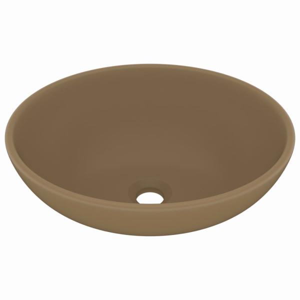 Luxuriöses Ovales Waschbecken Matt Creme 40x33 cm Keramik