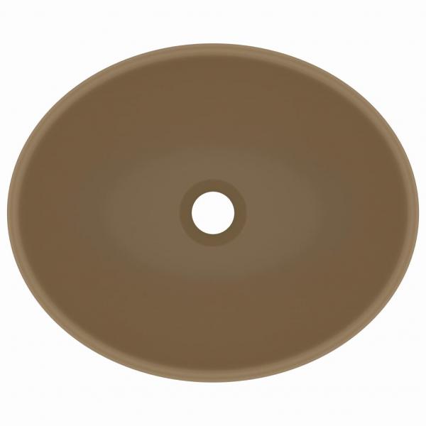 Luxuriöses Ovales Waschbecken Matt Creme 40x33 cm Keramik