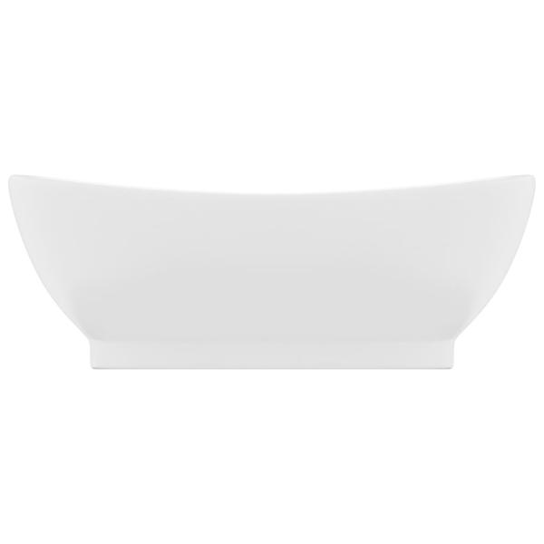 Luxus-Waschbecken Überlauf Oval Matt-Weiß 58,5x39 cm Keramik   