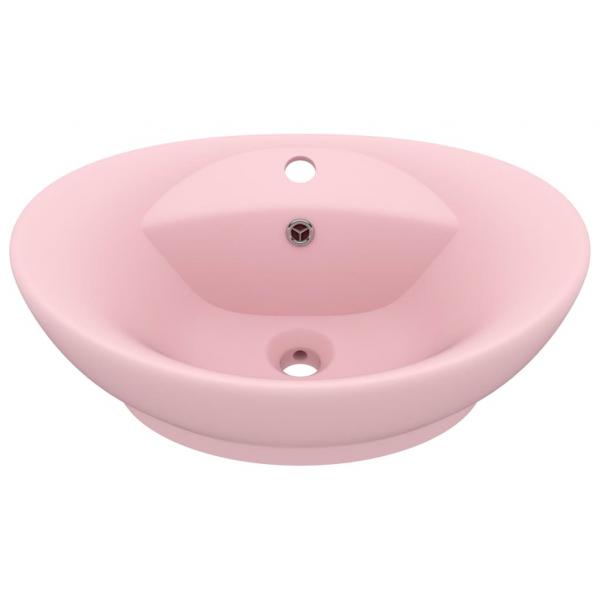 Luxus-Waschbecken Überlauf Oval Matt-Rosa 58,5x39 cm Keramik   