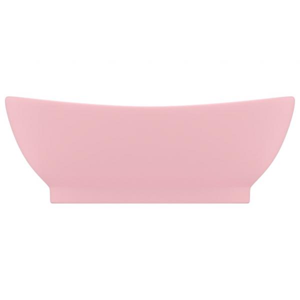 Luxus-Waschbecken Überlauf Oval Matt-Rosa 58,5x39 cm Keramik   