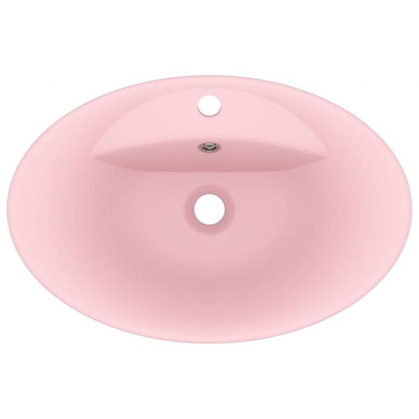 Luxus-Waschbecken Überlauf Oval Matt-Rosa 58,5x39 cm Keramik   