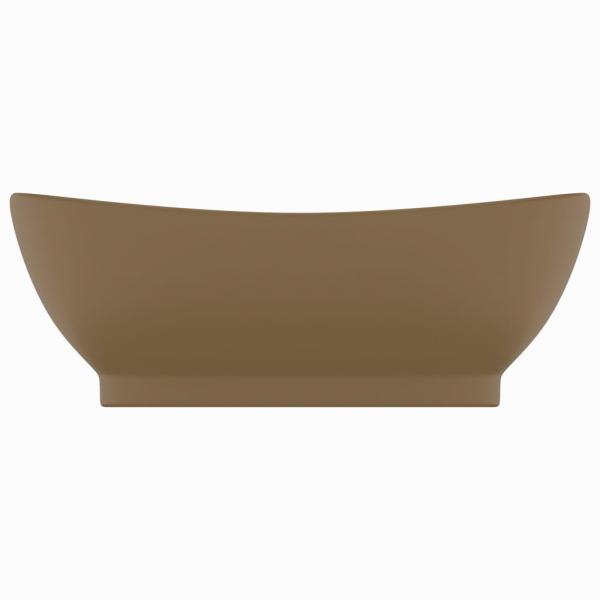 Luxus-Waschbecken Überlauf Oval Matt Creme 58,5x39cm Keramik   
