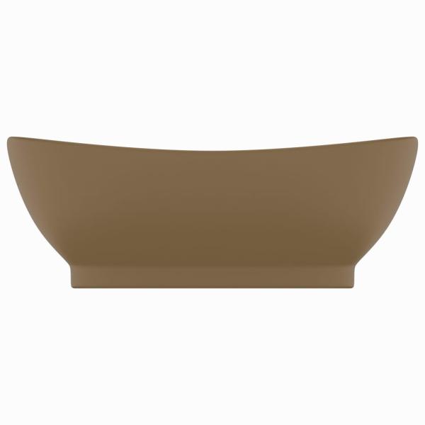 Luxus-Waschbecken Überlauf Oval Matt Creme 58,5x39cm Keramik   