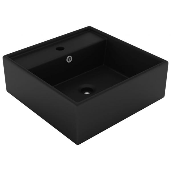 ARDEBO.de - Luxus-Waschbecken Überlauf Quadratisch Matt Schwarz 41x41 cm