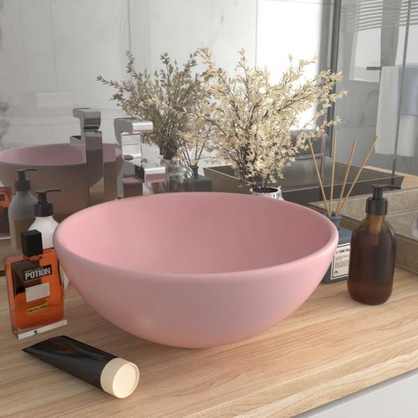 ARDEBO.de - Luxus-Waschbecken Rund Matt Rosa 32,5x14 cm Keramik