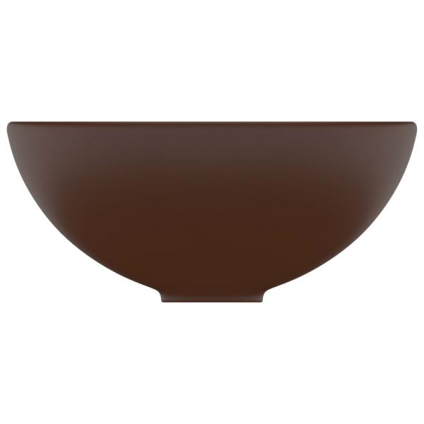 Luxus-Waschbecken Rund Matt Dunkelbraun 32,5x14 cm Keramik