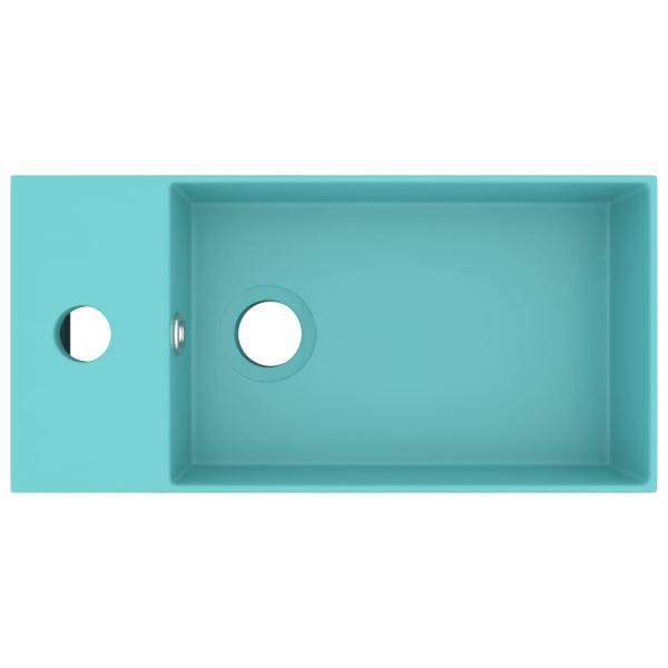 Badezimmer-Waschbecken mit Überlauf Keramik Hellgrün