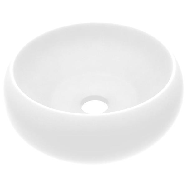 Luxuriöses Waschbecken Rund Matt Weiß 40x15 cm Keramik