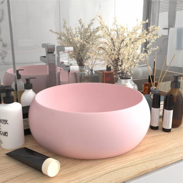 ARDEBO.de - Luxuriöses Waschbecken Rund Matt Rosa 40x15 cm Keramik