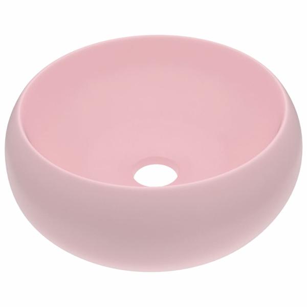 Luxuriöses Waschbecken Rund Matt Rosa 40x15 cm Keramik