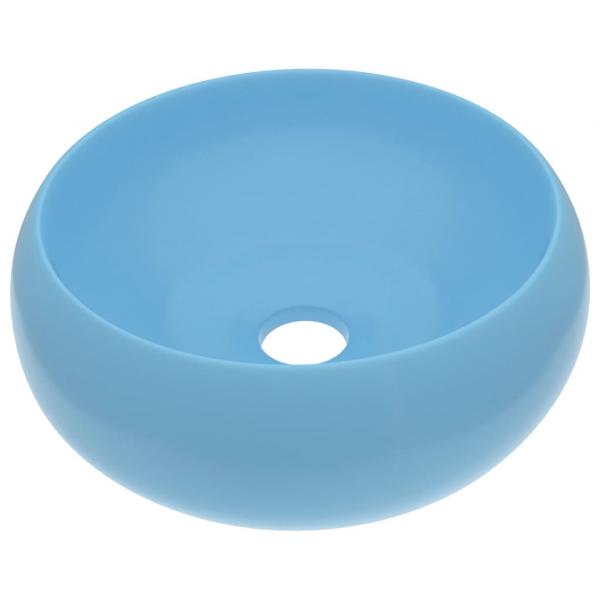 Luxuriöses Waschbecken Rund Matt Hellblau 40x15 cm Keramik