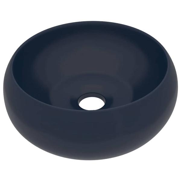 Luxuriöses Waschbecken Rund Matt Dunkelblau 40x15 cm Keramik