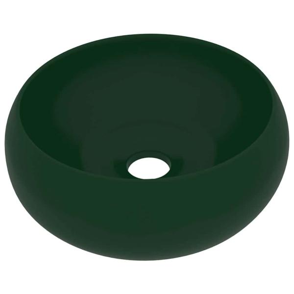 Luxuriöses Waschbecken Rund Matt Dunkelgrün 40x15 cm Keramik