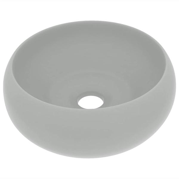 Luxuriöses Waschbecken Rund Matt Hellgrau 40x15 cm Keramik
