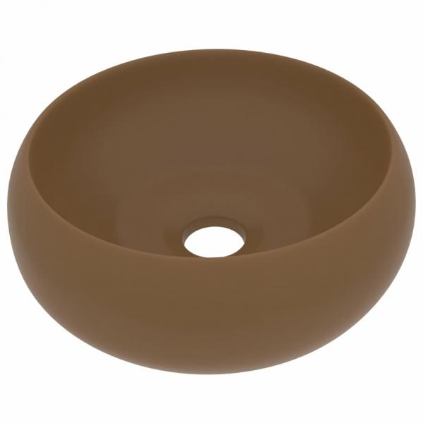 Luxuriöses Waschbecken Rund Matt Creme 40x15 cm Keramik