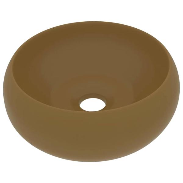Luxuriöses Waschbecken Rund Matt Creme 40x15 cm Keramik