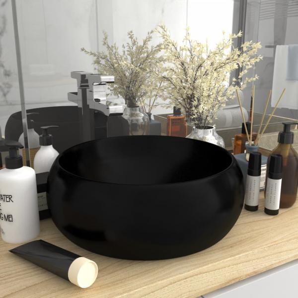 ARDEBO.de - Luxuriöses Waschbecken Rund Matt Schwarz 40x15 cm Keramik