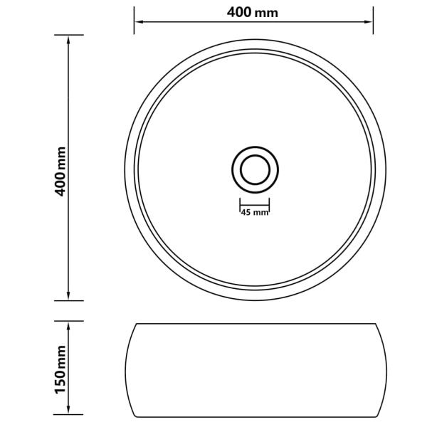 Luxuriöses Waschbecken Rund Matt Schwarz 40x15 cm Keramik