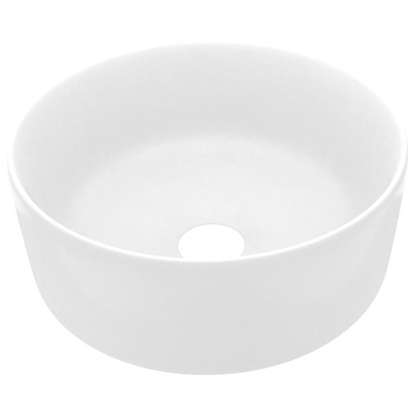 Luxuriöses Waschbecken Rund Matt Weiß 40x15 cm Keramik