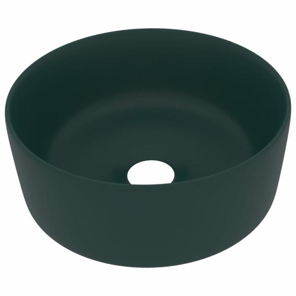 Luxuriöses Waschbecken Rund Matt Dunkelgrün 40x15 cm Keramik