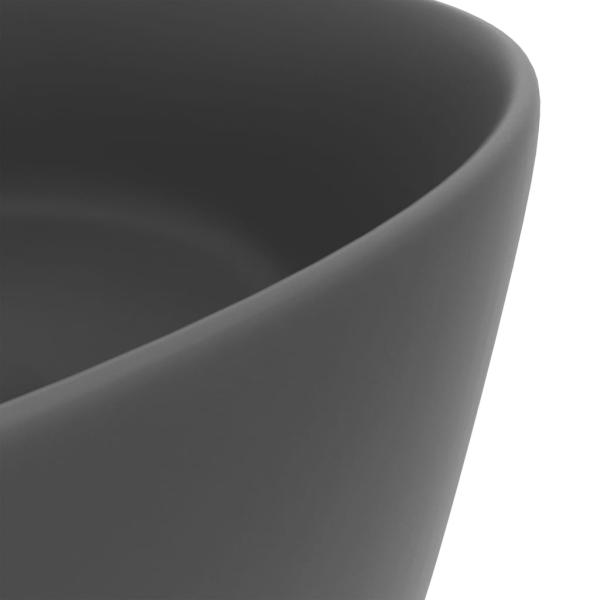 Luxuriöses Waschbecken Rund Matt Dunkelgrau 40x15 cm Keramik