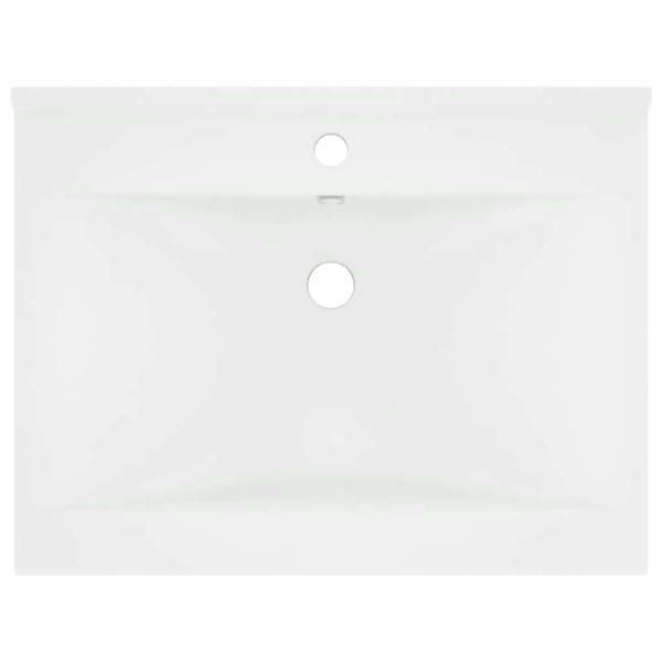 Luxus-Waschbecken mit Hahnloch Matt-Weiß 60x46 cm Keramik 