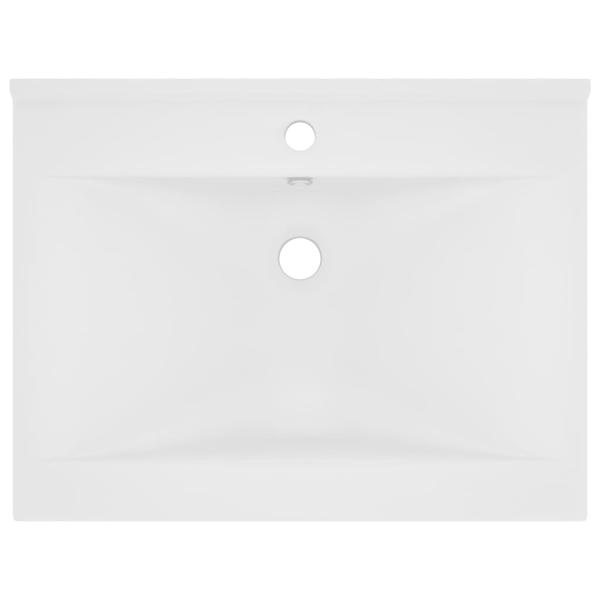 Luxus-Waschbecken mit Hahnloch Matt-Weiß 60x46 cm Keramik 