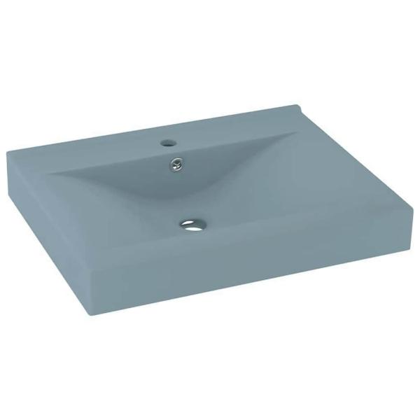 Luxus-Waschbecken mit Hahnloch Matt-Hellblau 60x46 cm Keramik 