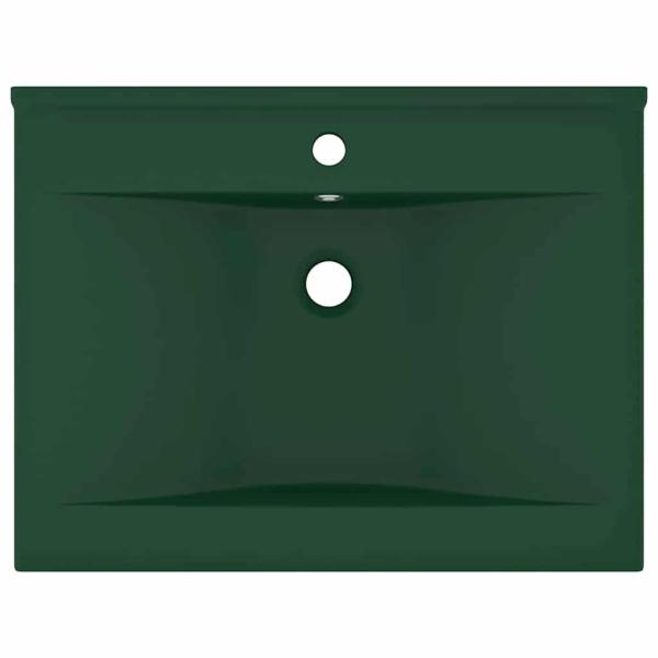 Luxus-Waschbecken mit Hahnloch Matt-Dunkelgrün 60x46 cm Keramik