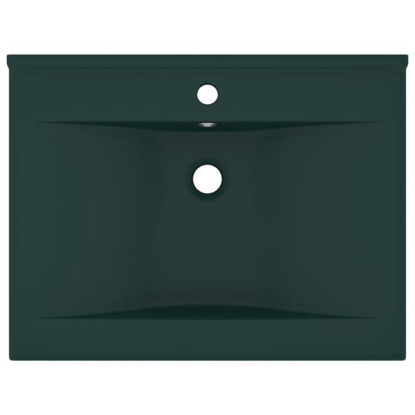 Luxus-Waschbecken mit Hahnloch Matt-Dunkelgrün 60x46 cm Keramik