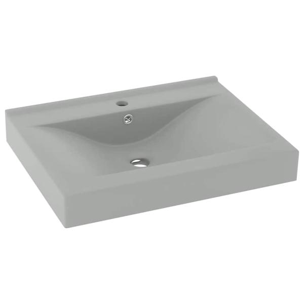 Luxus-Waschbecken mit Hahnloch Matt-Hellgrau 60x46 cm Keramik 