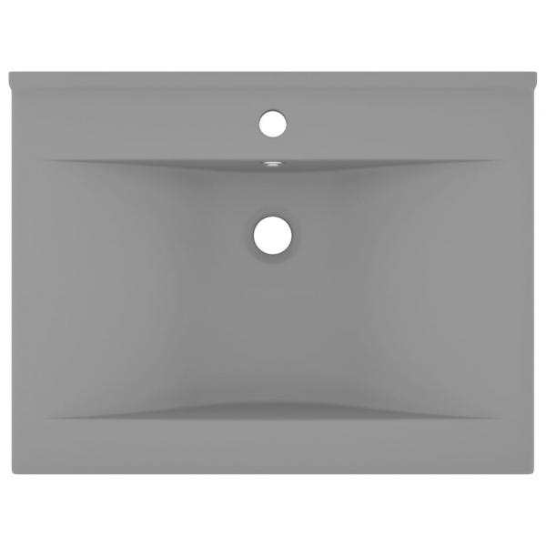 Luxus-Waschbecken mit Hahnloch Matt-Hellgrau 60x46 cm Keramik 