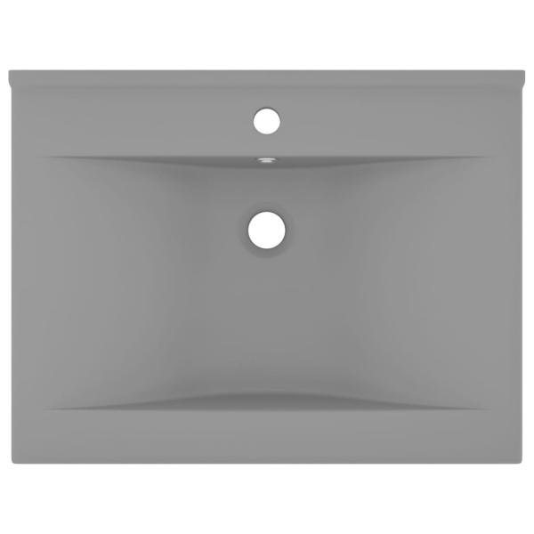 Luxus-Waschbecken mit Hahnloch Matt-Hellgrau 60x46 cm Keramik 
