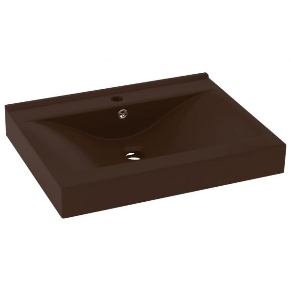 Luxus-Waschbecken mit Hahnloch Matt-Dunkelbraun 60x46cm Keramik