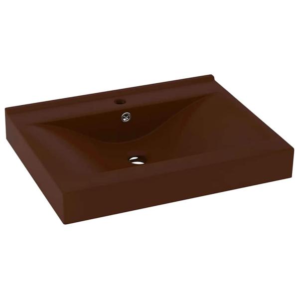 Luxus-Waschbecken mit Hahnloch Matt-Dunkelbraun 60x46cm Keramik