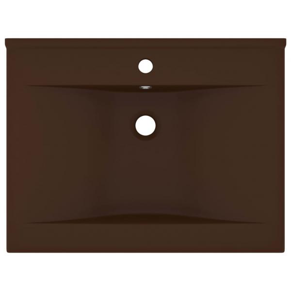 Luxus-Waschbecken mit Hahnloch Matt-Dunkelbraun 60x46cm Keramik