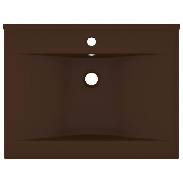 Luxus-Waschbecken mit Hahnloch Matt-Dunkelbraun 60x46cm Keramik