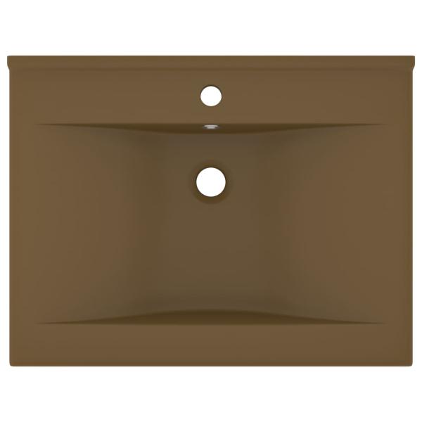 Luxus-Waschbecken mit Hahnloch Matt-Creme 60x46 cm Keramik