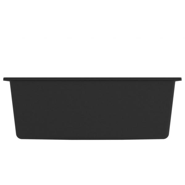 Küchenspüle mit Überlauf Schwarz Granit