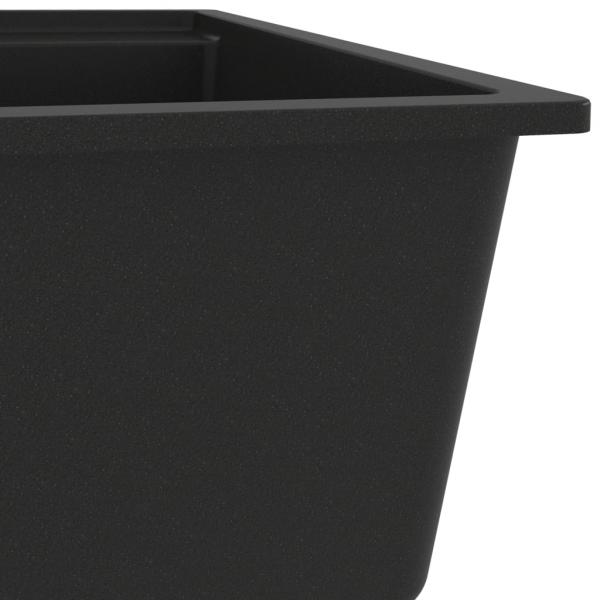 Küchenspüle mit Überlauf Schwarz Granit