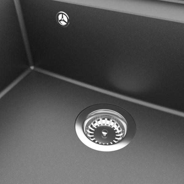 Küchenspüle mit Überlauf Grau Granit