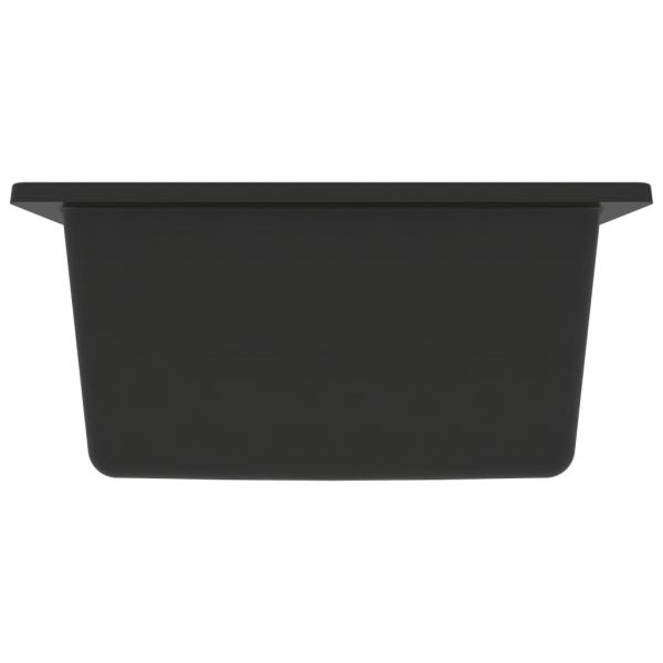 Küchenspüle mit Überlauf Schwarz Granit