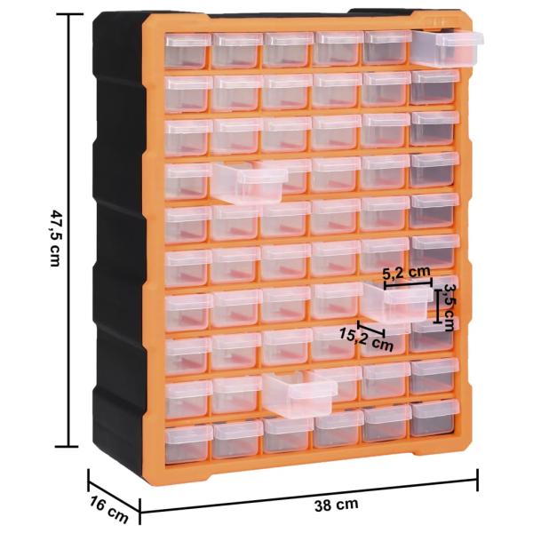 Multi-Schubladen-Organizer mit 60 Schubladen 38x16x47,5 cm