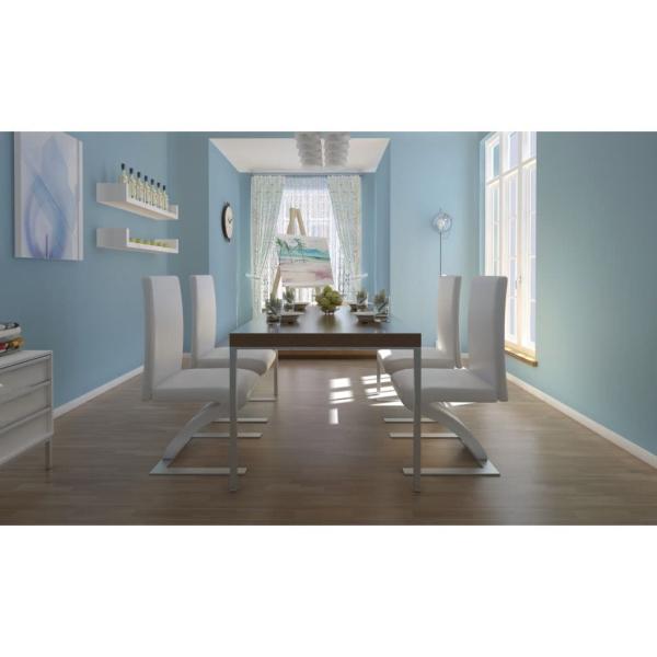 ARDEBO.de - Esszimmerstühle 4 Stk. Weiß Kunstleder 