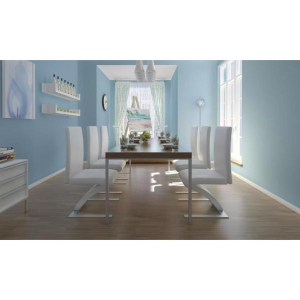 ARDEBO.de - Esszimmerstühle 6 Stk. Weiß Kunstleder 